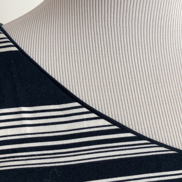 WH/BM Navy & White Striped One Shoulder Dress, Size 00 - Picture 4 of 8